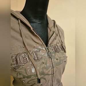 BCBG Zippered Rhinestone Hoodie